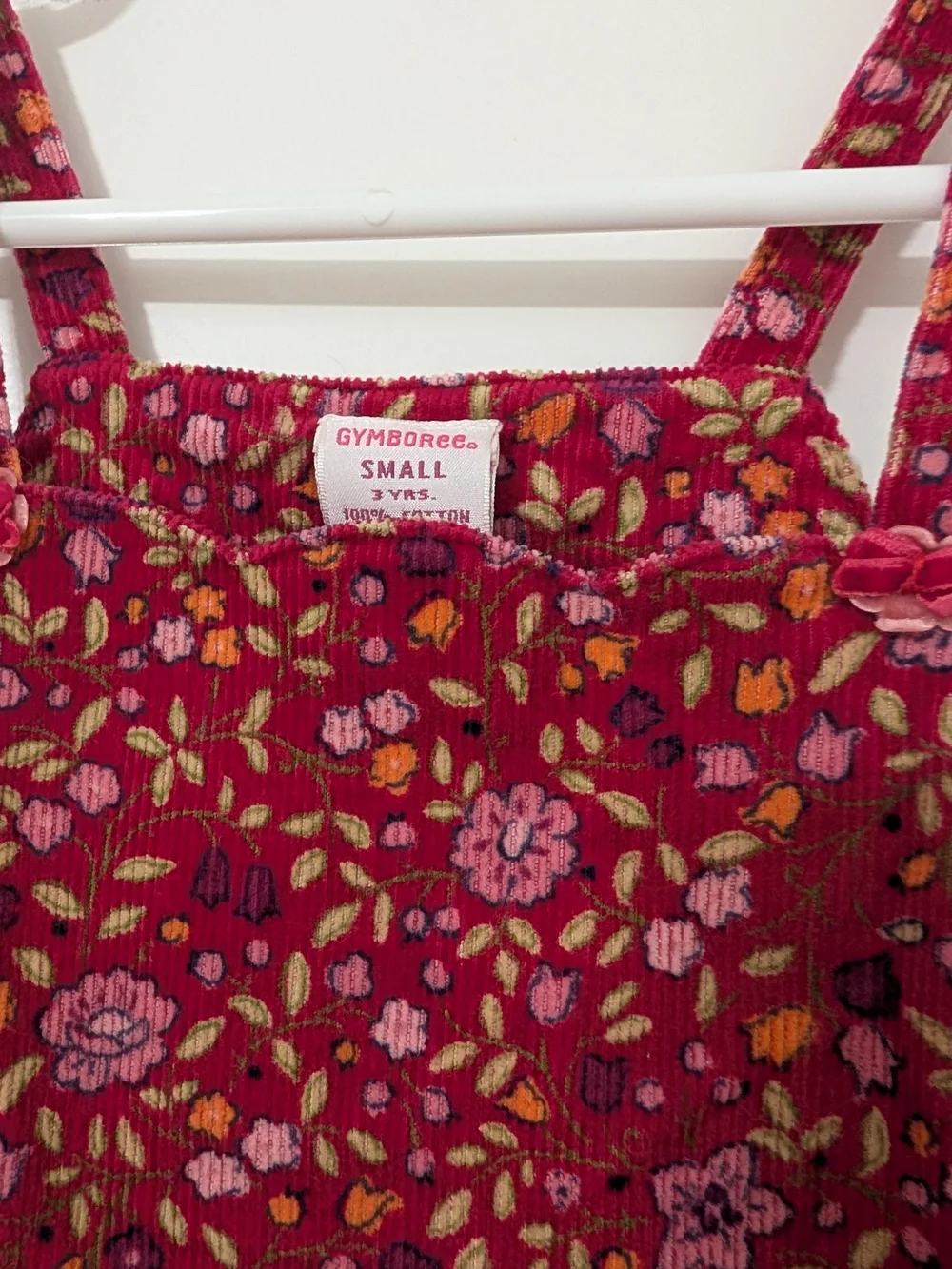 Vintage Gymboree Apple for the Teacher Floral Corduroy Jumper Dress 3T